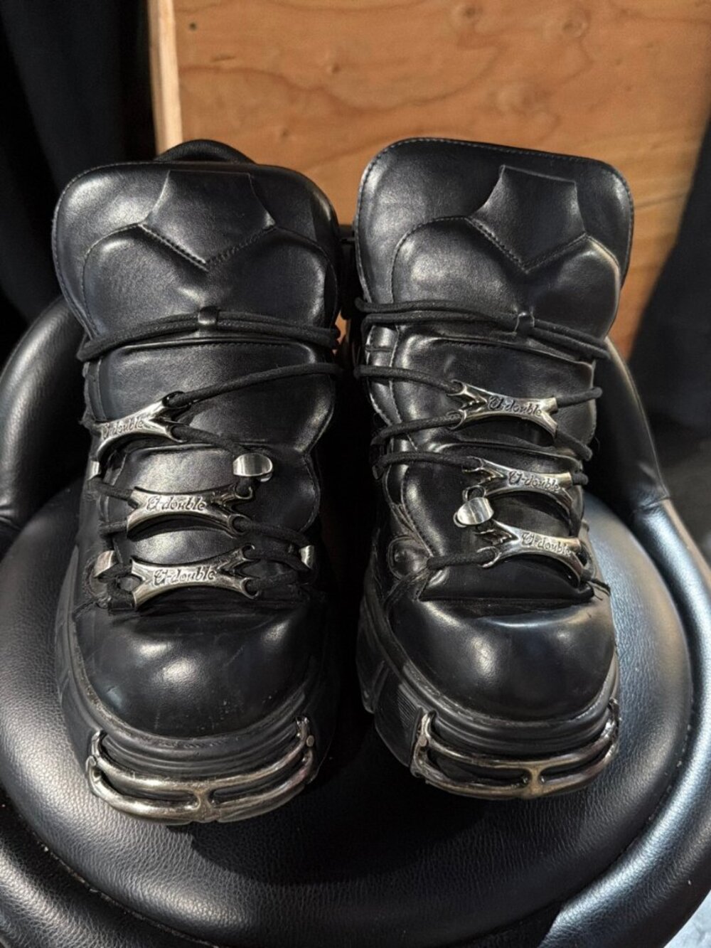 El Doble HT 811 Black Platform Boots Metal Toe EU 42 US 9 Goth